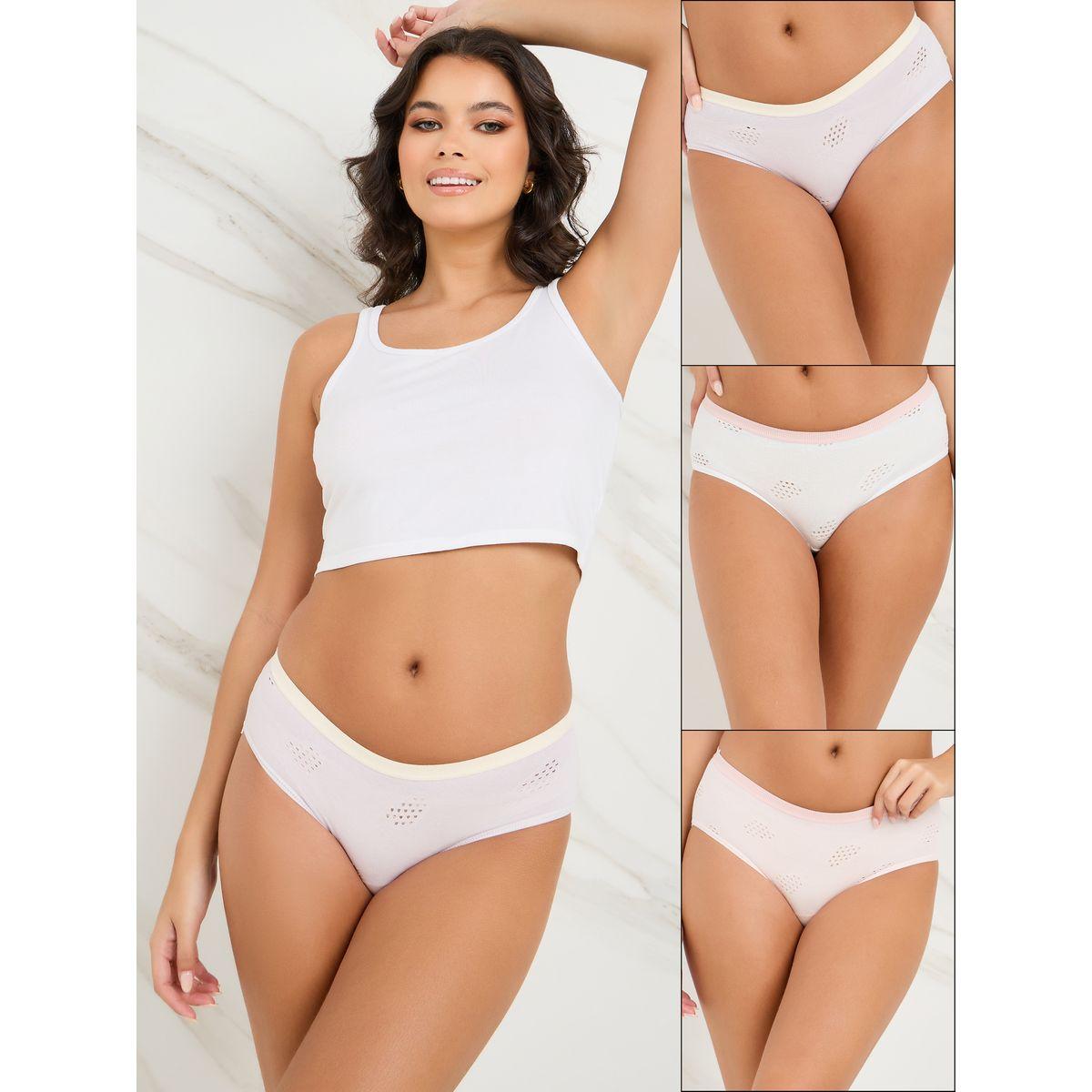 Styli Pack of 3 - Cotton Laser Cut Contrast Elastic Bikini-women-clothing-lingerie-panties-image-1