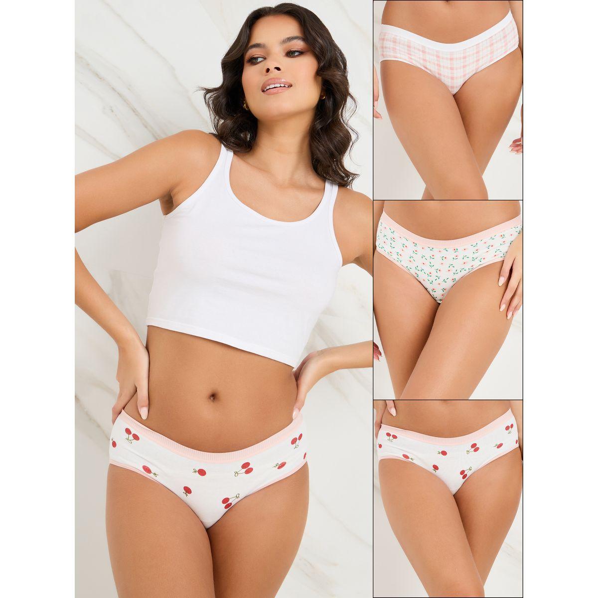 Styli Pack of 3 - Cotton Printed Contrast Elastic Short-women-clothing-lingerie-panties-image-1