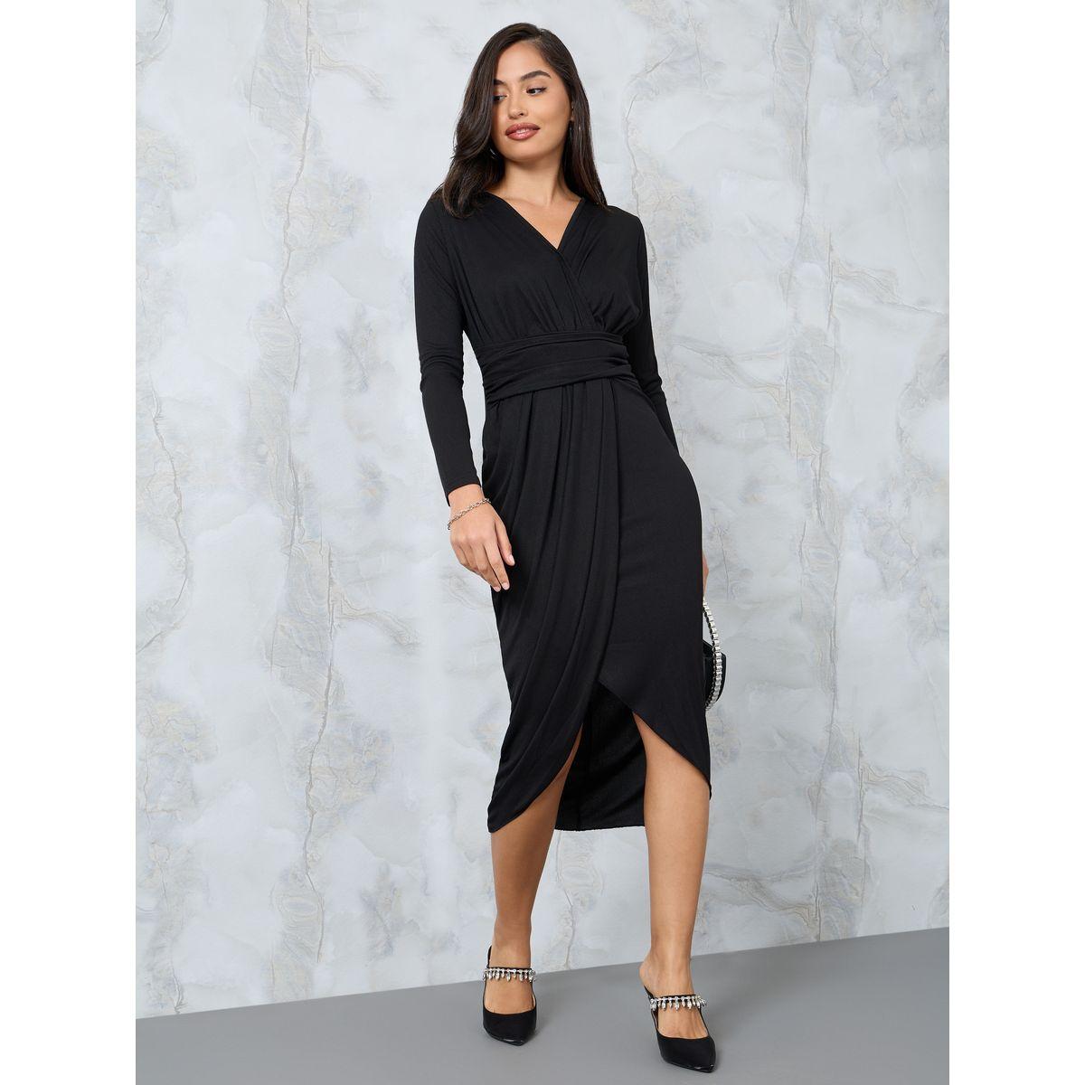 فستان ميدي مضلع بنمط لف-women-clothing-dresses-image-2
