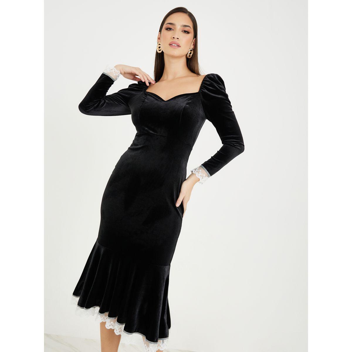 Styli Lace Insert Sweetheart Neck Bodycon Midi Dress-women-clothing-dresses-image-2