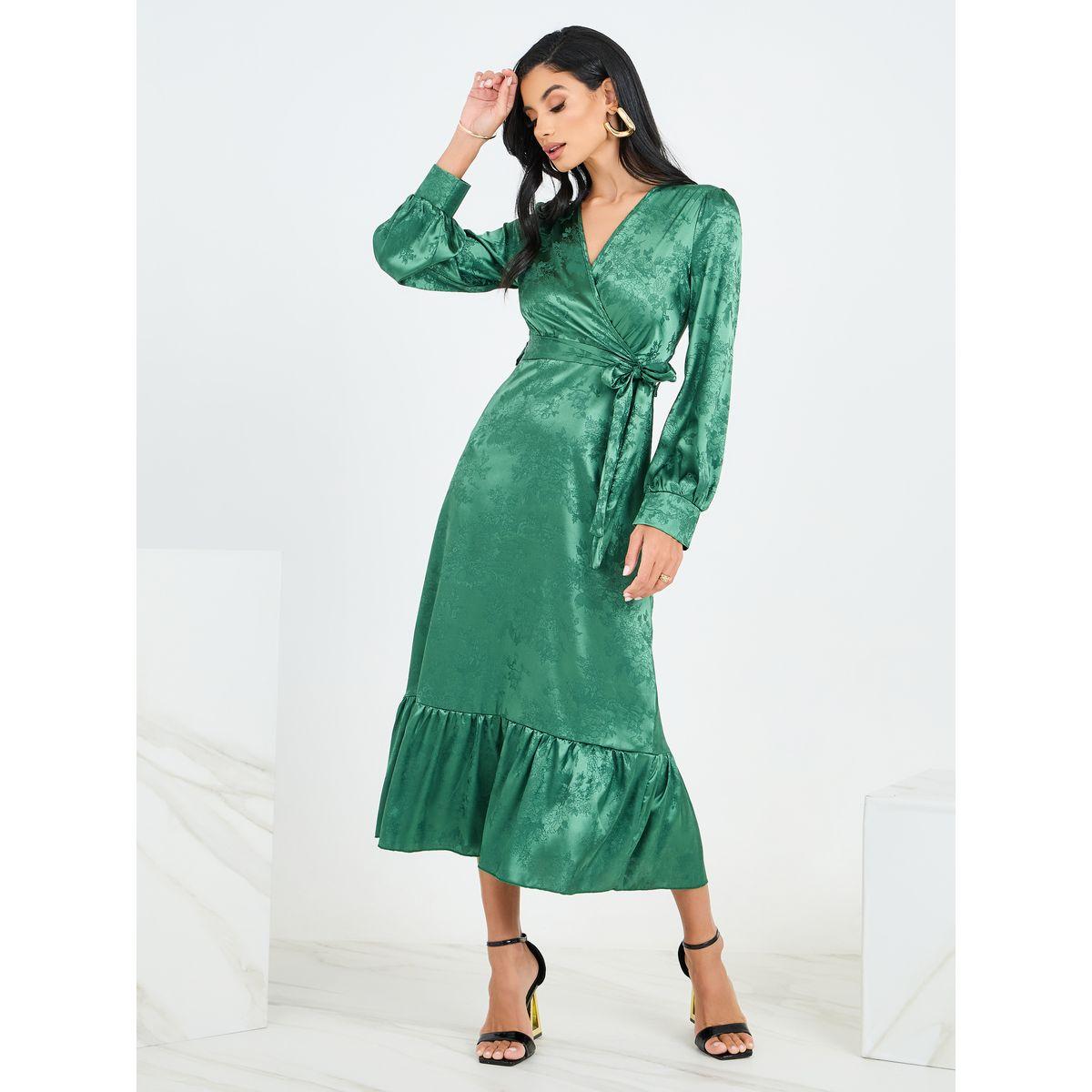 فستان ميدي ساتان بنمط لف-women-clothing-dresses-image-1