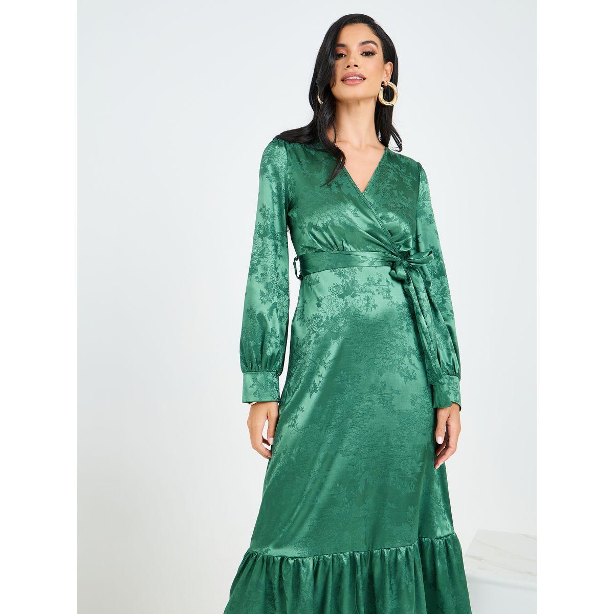 فستان ميدي ساتان بنمط لف-women-clothing-dresses-image-2