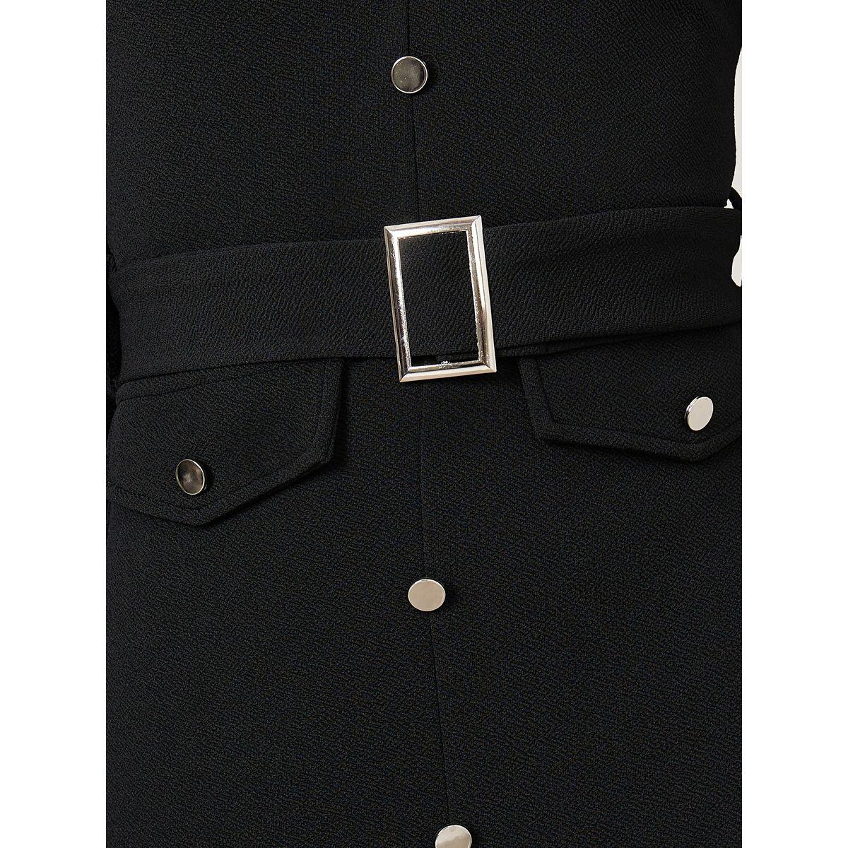 Styli V Neck Belt Detail Shirt Maxi Dress-women-clothing-dresses-image-3