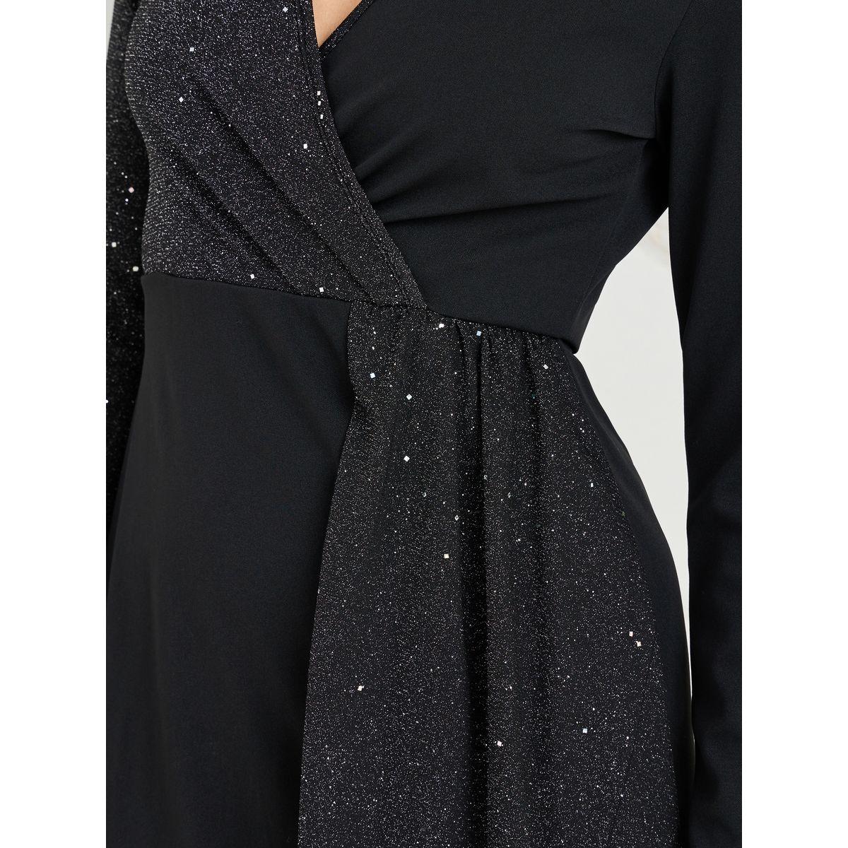 Styli Glitter Look Wrap Front Sheath Midi Dress-women-clothing-dresses-image-4