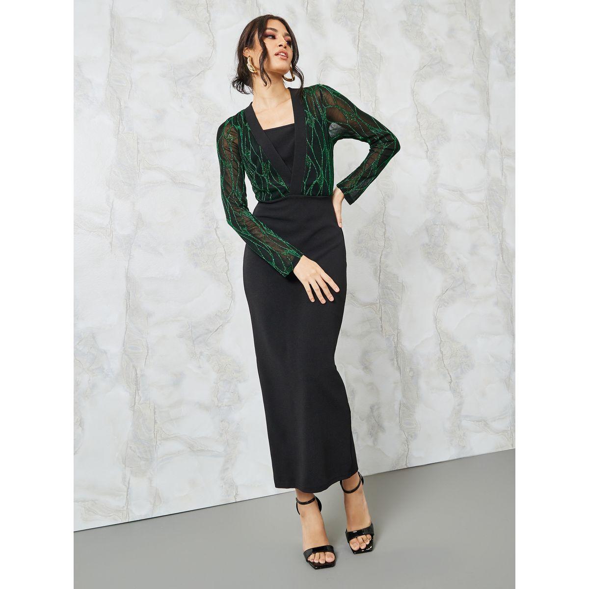 Styli Embossed Long Sleeve Bodycon Maxi Dress-women-clothing-dresses-image-1