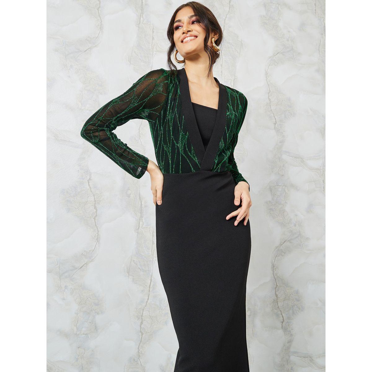 Styli Embossed Long Sleeve Bodycon Maxi Dress-women-clothing-dresses-image-2
