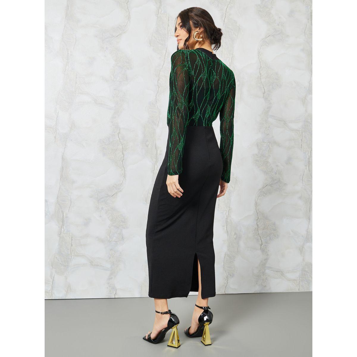 Styli Embossed Long Sleeve Bodycon Maxi Dress-women-clothing-dresses-image-4
