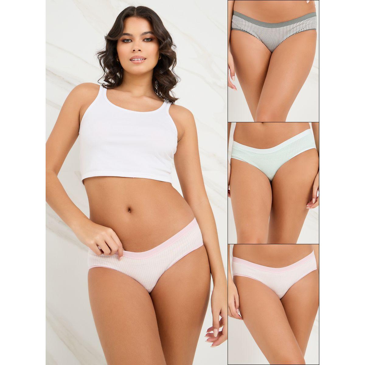 Styli Pack of 3 - Striped Print Cotton Bikini-women-clothing-lingerie-panties-image-1
