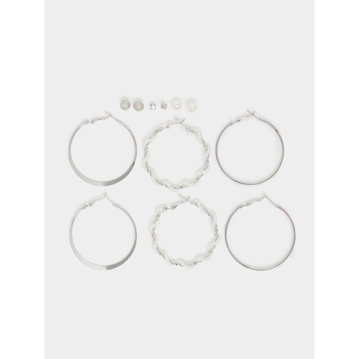 Styli Set of 6 - Textured Stud & Hoop Earrings-women-watchesandjewellery-jewellery-earrings-image-1