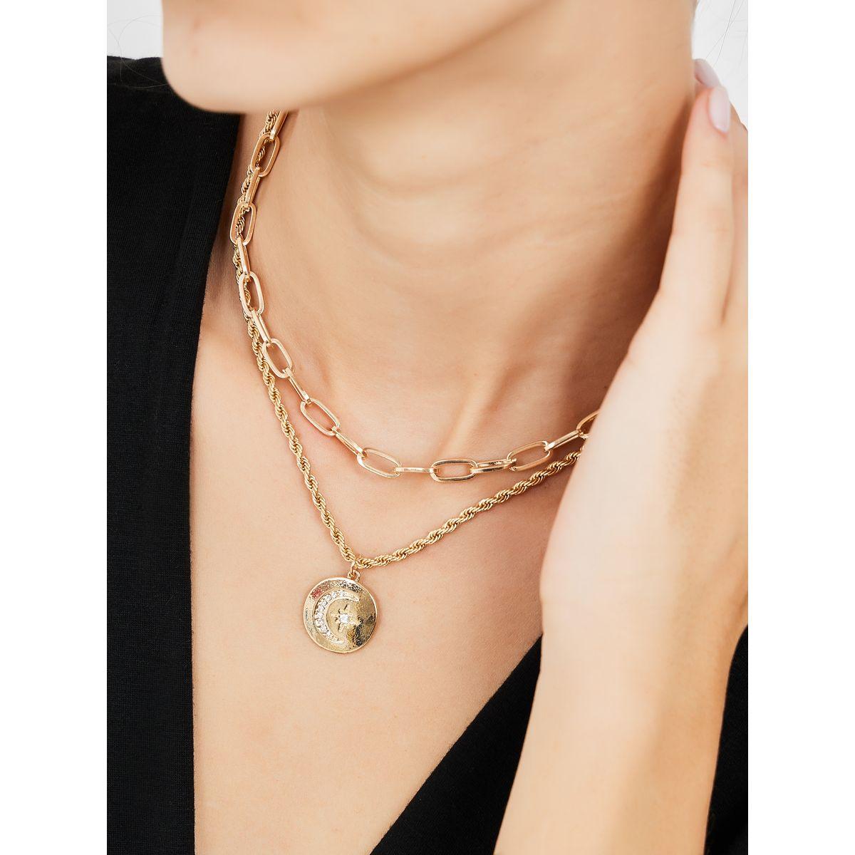Styli Moon and Star Detail Layered Necklace-women-watchesandjewellery-jewellery-necklacesandpendants-image-1