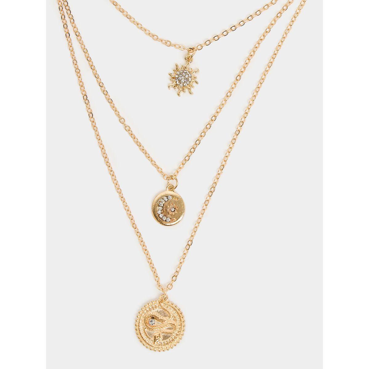 Styli Textured Drop Layered Necklace-women-watchesandjewellery-jewellery-necklacesandpendants-image-4
