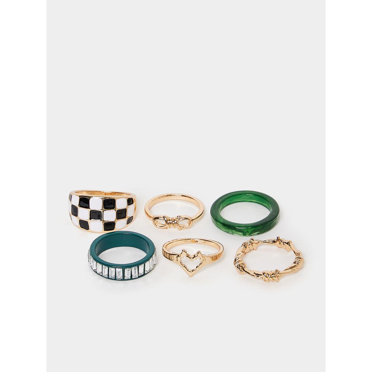 Styli Set of 6 - Textured Rings-women-watchesandjewellery-jewellery-rings-image-2