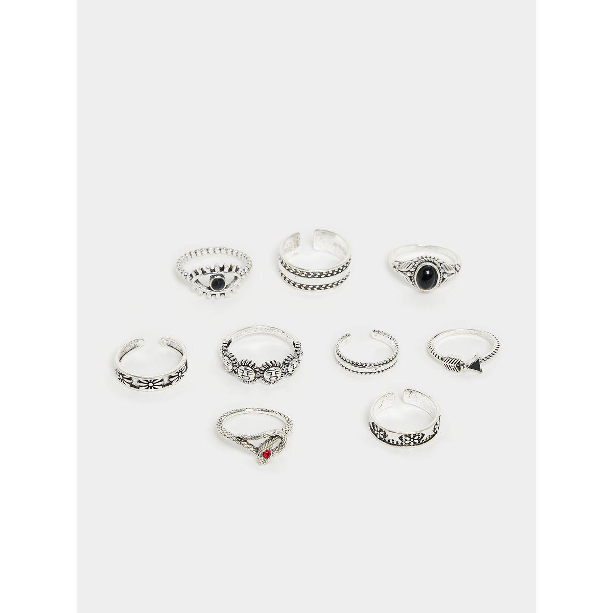 Styli Set of 9 - Assorted Textured Rings-women-watchesandjewellery-jewellery-rings-image-3