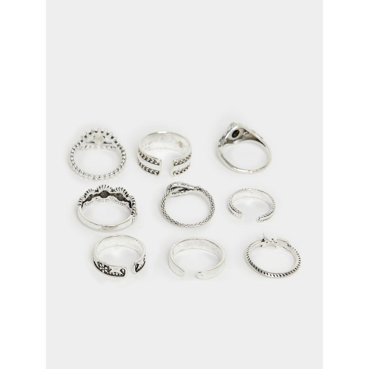 Styli Set of 9 - Assorted Textured Rings-women-watchesandjewellery-jewellery-rings-image-4