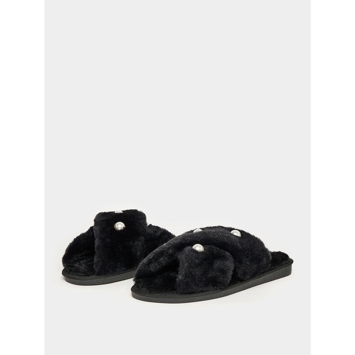 Styli Crossover Pearl Embellished Strap Bedroom Slippers-women-shoes-bedroomslippers-image-2