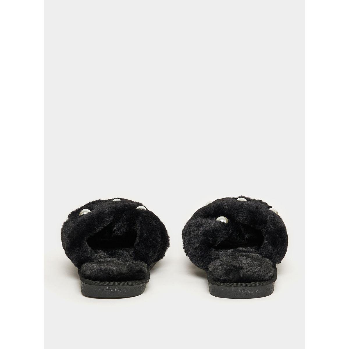 Styli Crossover Pearl Embellished Strap Bedroom Slippers-women-shoes-bedroomslippers-image-3