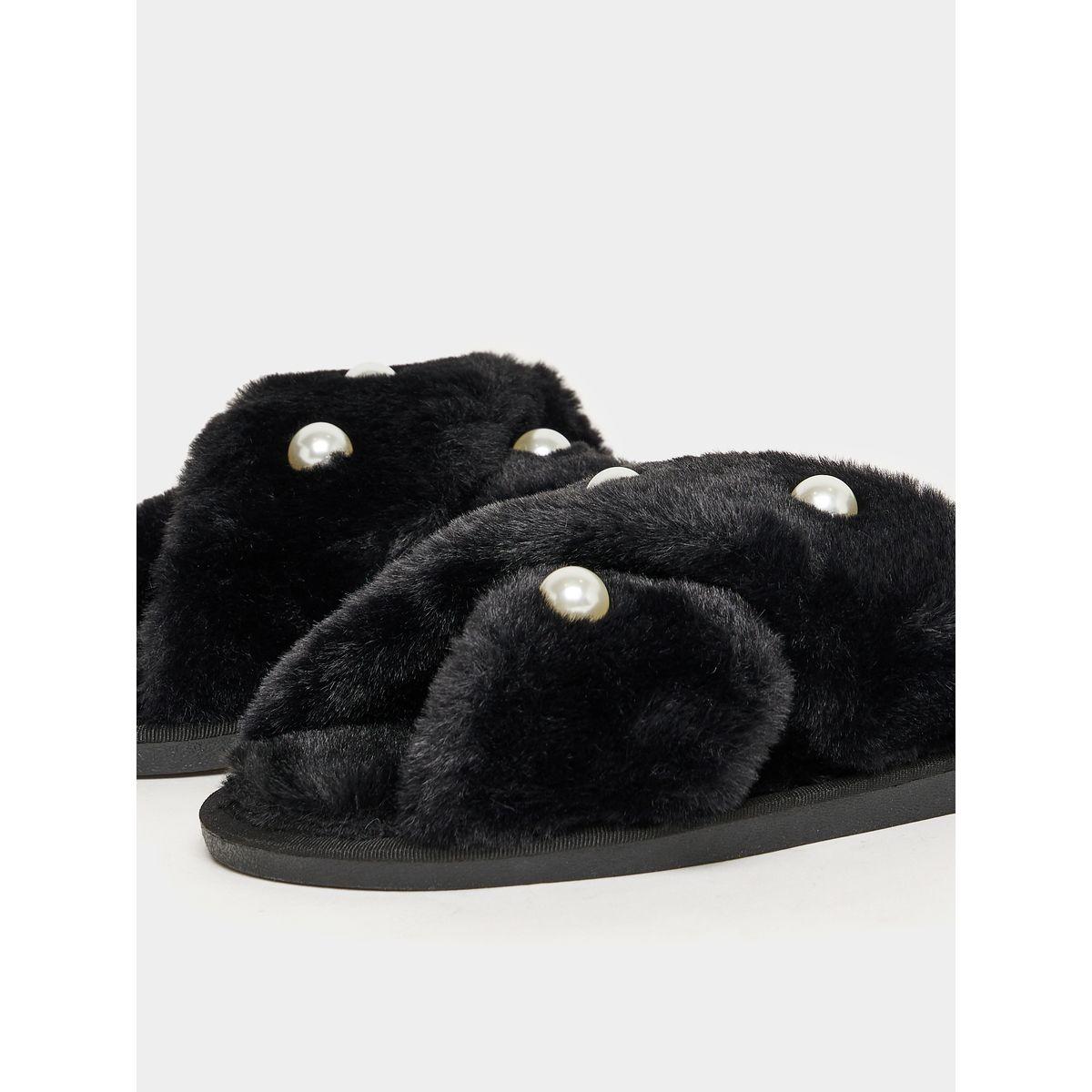 Styli Crossover Pearl Embellished Strap Bedroom Slippers-women-shoes-bedroomslippers-image-4
