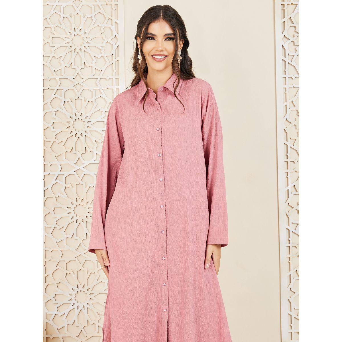 Styli Crepe Longline Shit and Palazzo Pant Set-women-arabicclothing-abayas-image-2