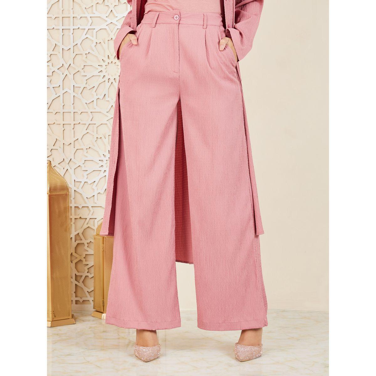 Styli Crepe Longline Shit and Palazzo Pant Set-women-arabicclothing-abayas-image-5