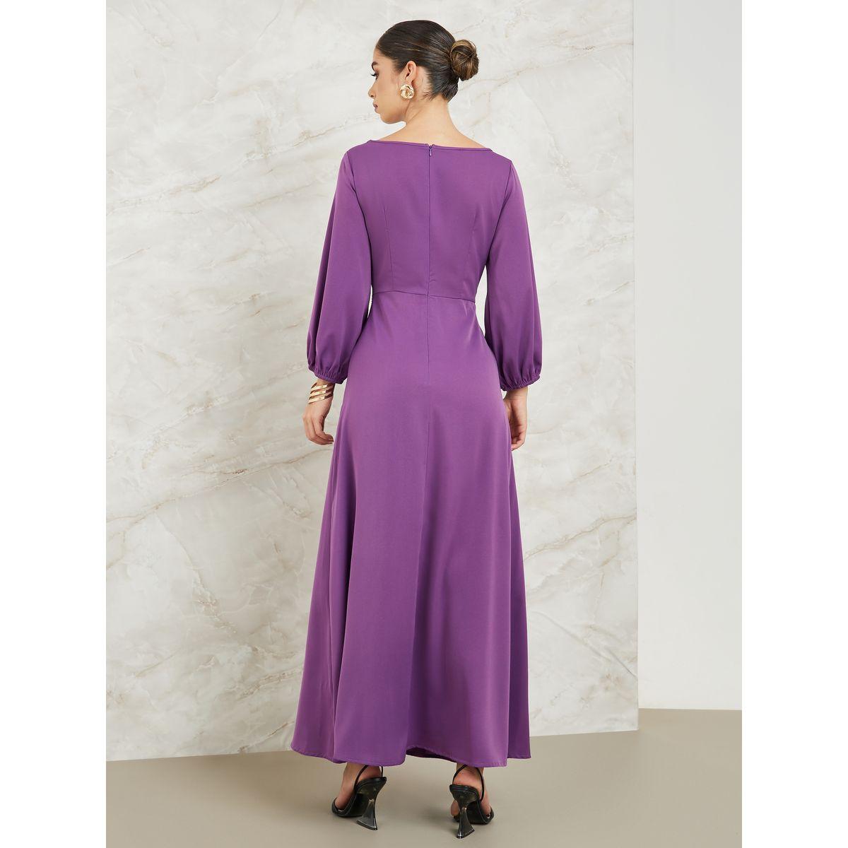 Styli Keyhole Neck Embellished Waist A-Line Maxi Dress-women-clothing-dresses-image-4