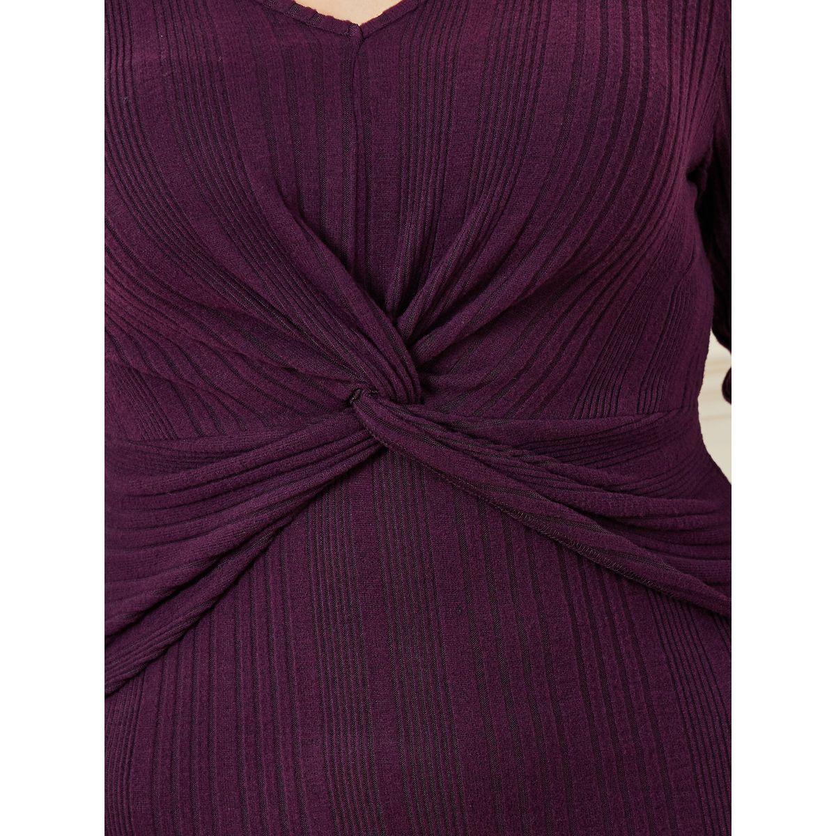Styli Plus Knotted Detail A-Line Midi Dress-women-clothing-dresses-image-4