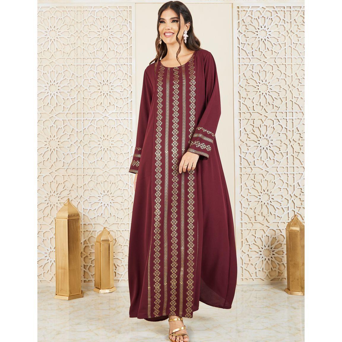 جلابية مطبعة بطبعات فويل-women-arabicclothing-jalabiyas-image-4