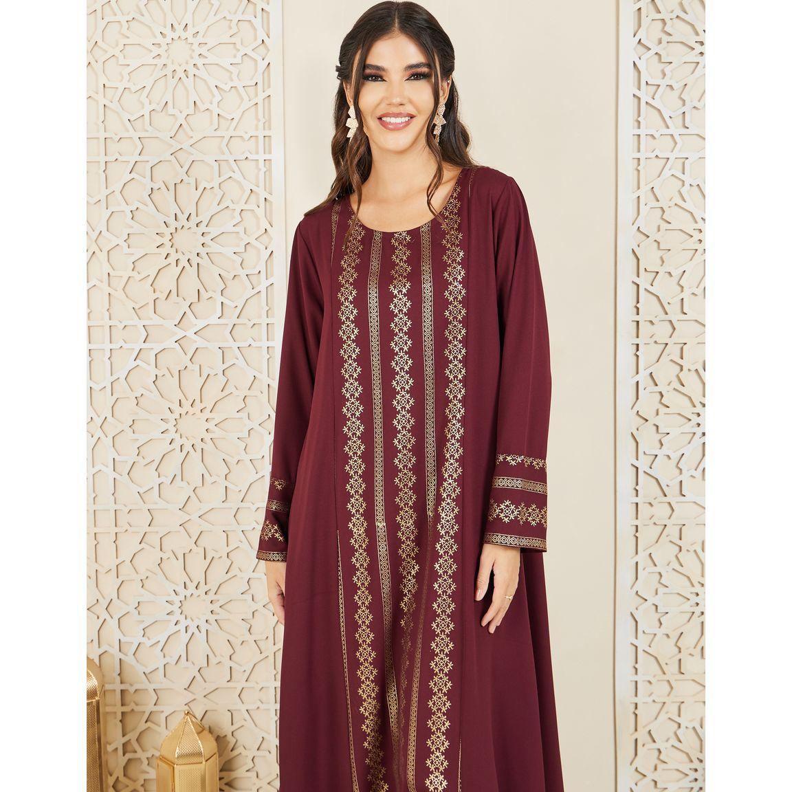 جلابية مطبعة بطبعات فويل-women-arabicclothing-jalabiyas-image-3