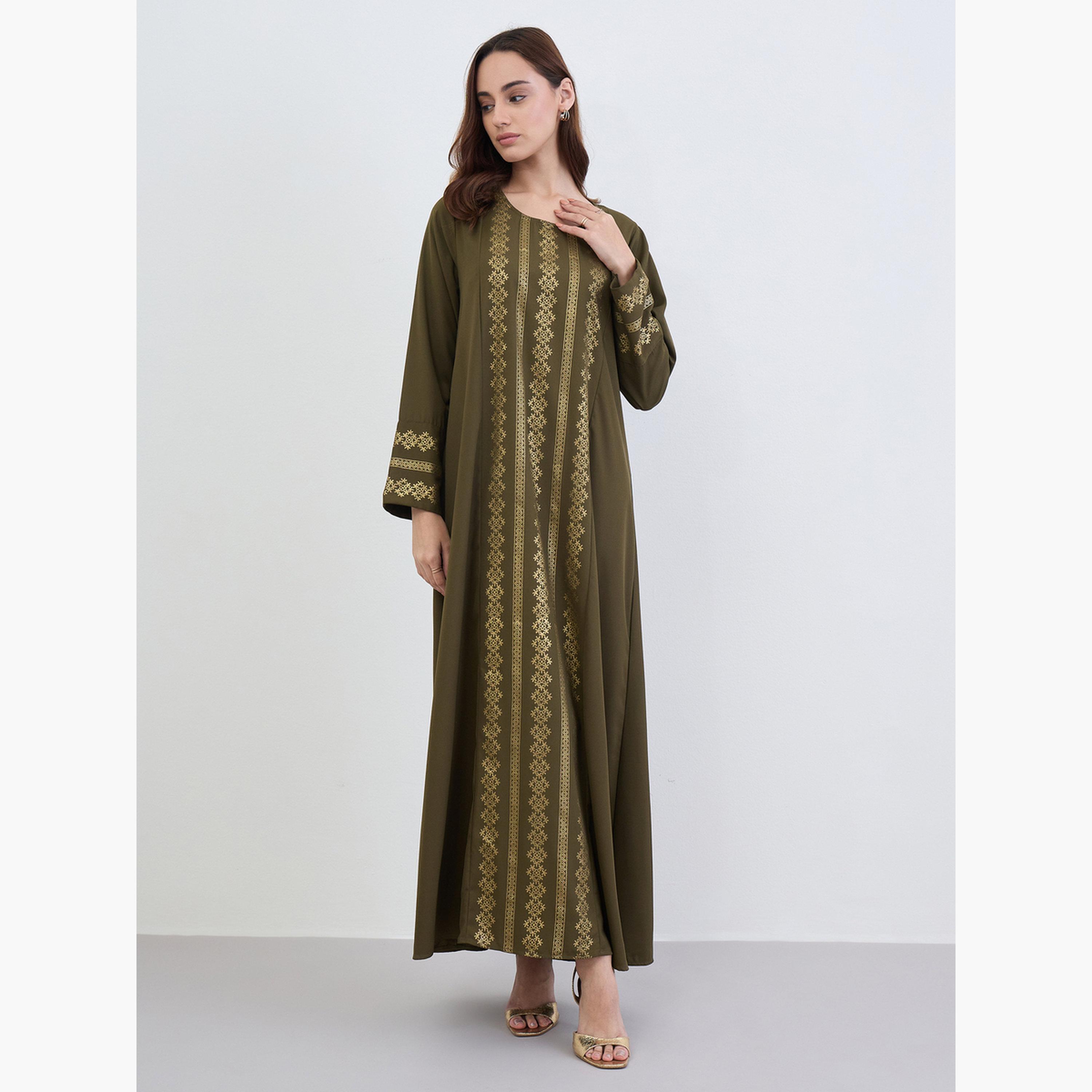 جلابية بطبعة ذهبية-women-arabicclothing-jalabiyas-image-1