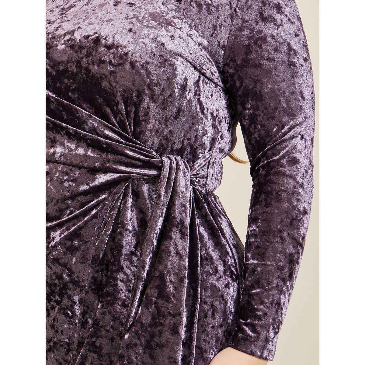 Styli Plus Textured Tie Up Detail Midi Dress-women-clothing-dresses-image-3