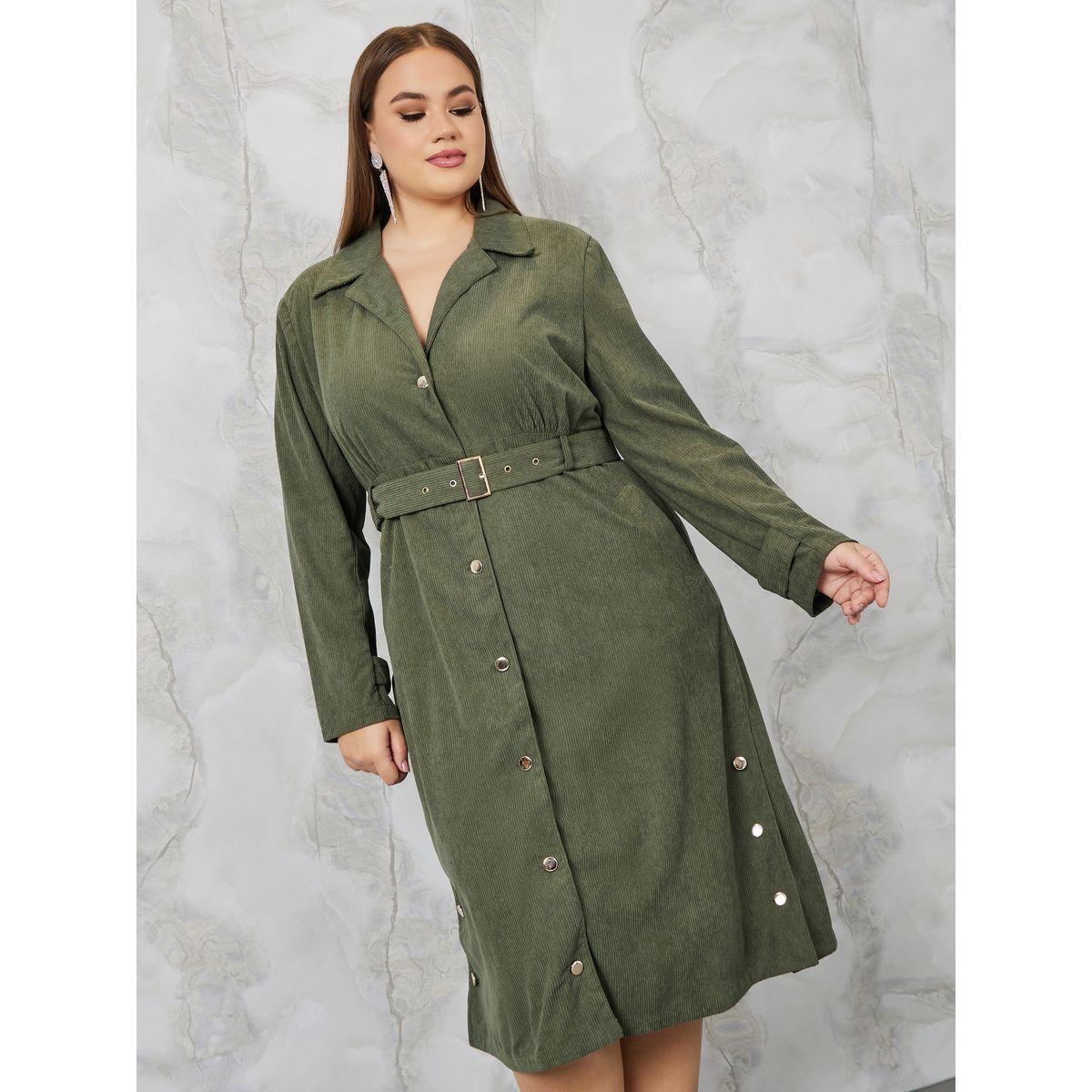فستان ميدي بحزام وأزرار غلق-women-clothing-dresses-image-1