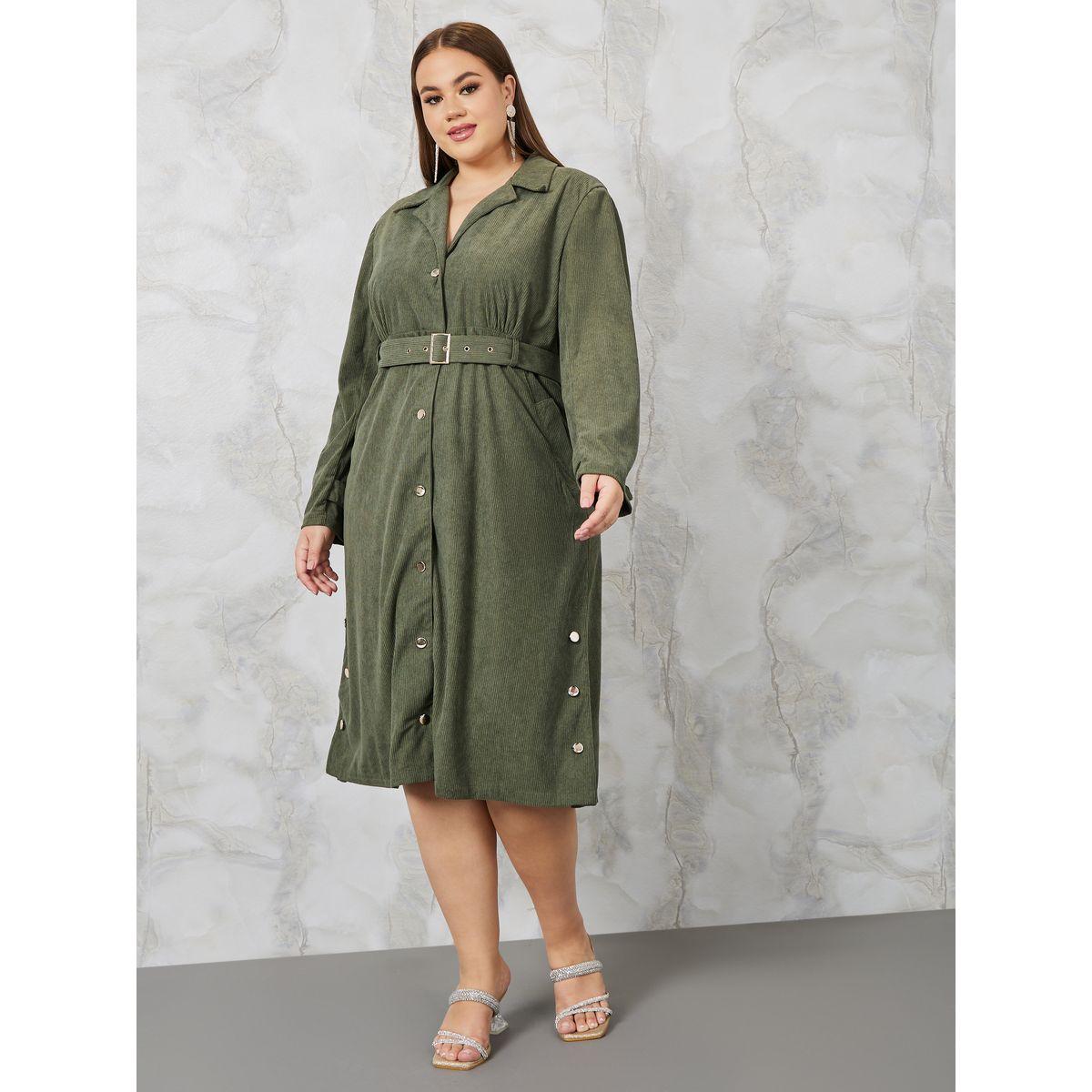فستان ميدي بحزام وأزرار غلق-women-clothing-dresses-image-2