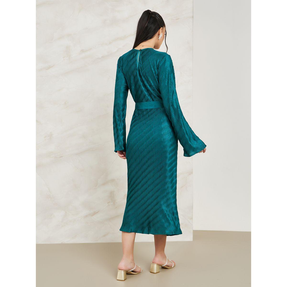 فستان بليسيه ميدي مع رباط خصر-women-clothing-dresses-image-4