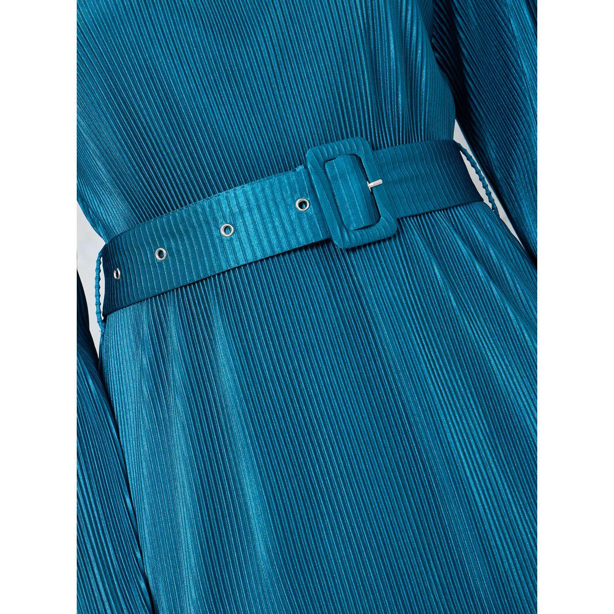 فستان ميدي بليسيه بحزام خصر-women-clothing-dresses-image-3