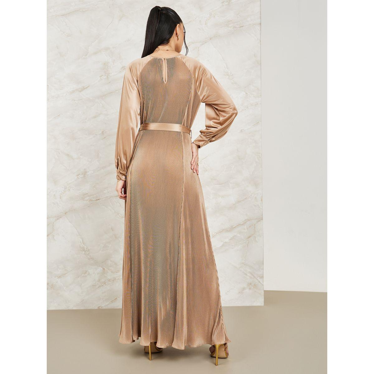 Styli Plisse A-Line Maxi Dress with Side Slit-women-clothing-dresses-image-4