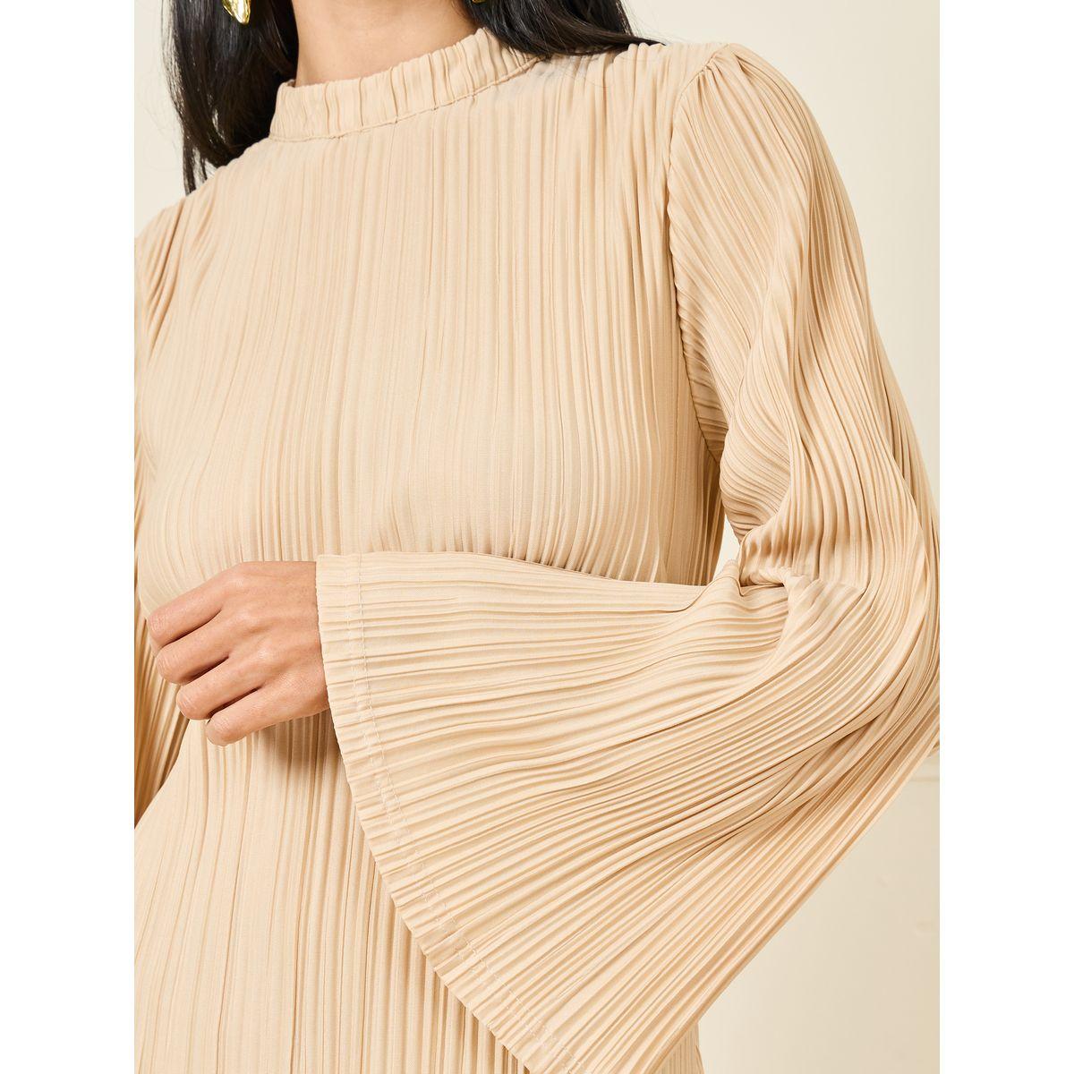 Styli Plisse High Neck Sheath Maxi Dress-women-clothing-dresses-image-3