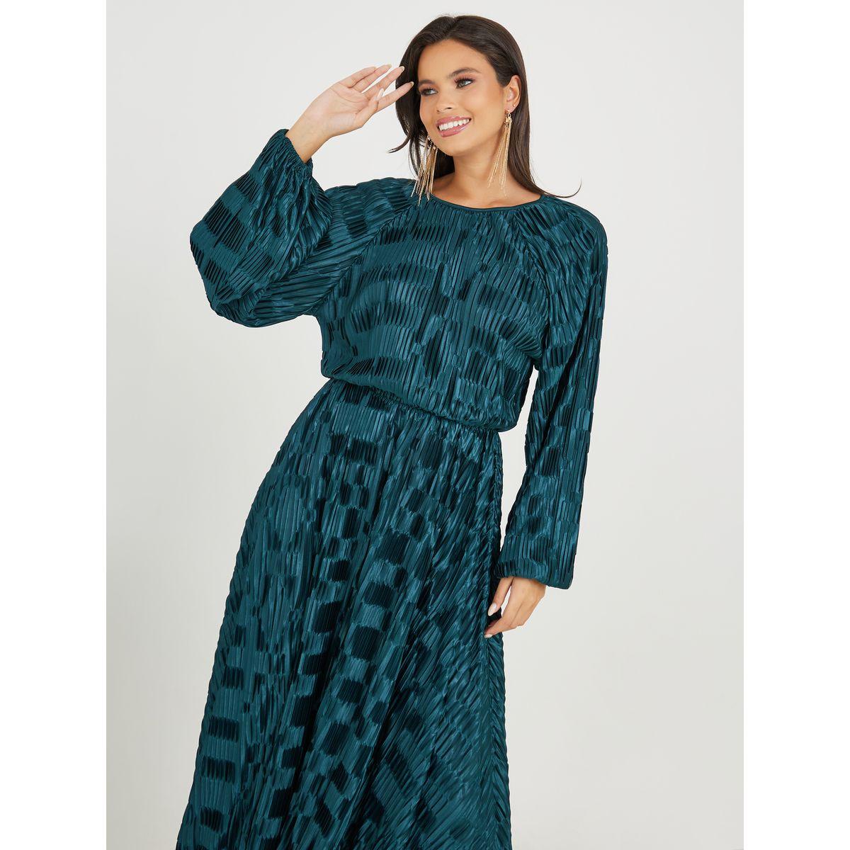 Styli Plisse Volume Sleeve A-Line Maxi Dress-women-clothing-dresses-image-2