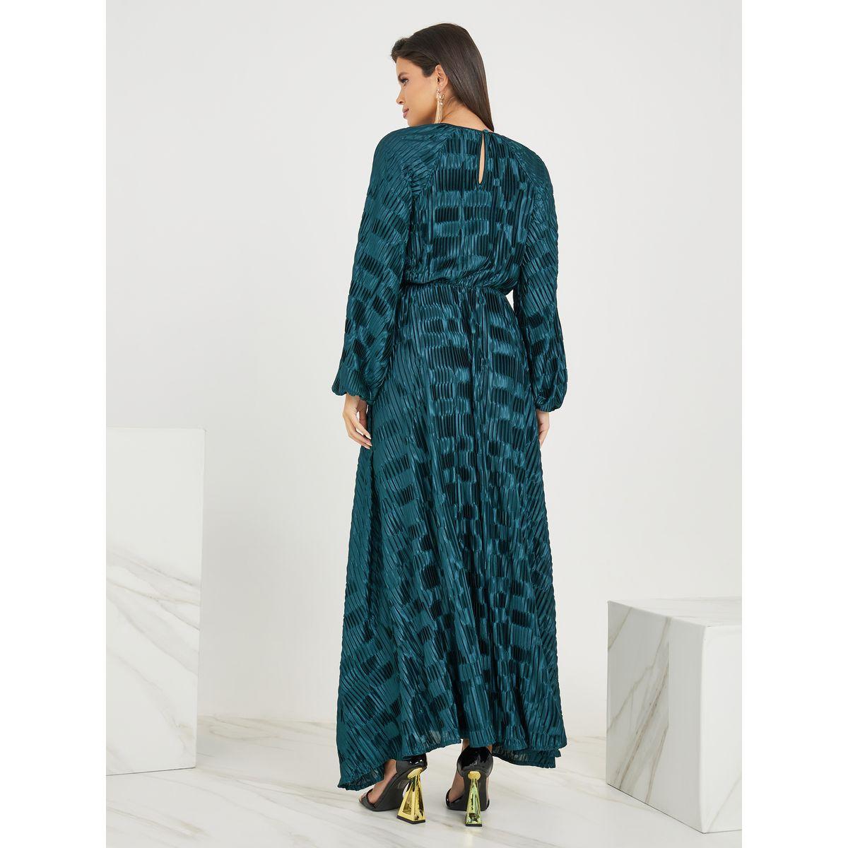 Styli Plisse Volume Sleeve A-Line Maxi Dress-women-clothing-dresses-image-4