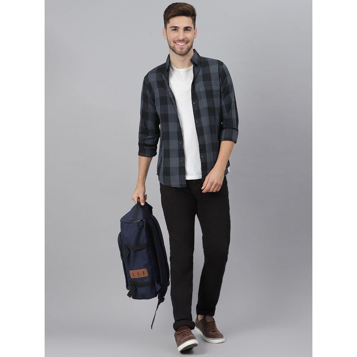 Dennis Lingo Buffalo Check Slim Fit Casual Shirt with Pocket-men-clothing-shirts-image-1