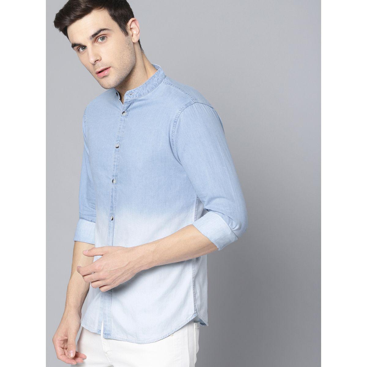 قميص دنيم بياقة ماندارين-men-clothing-shirts-image-2