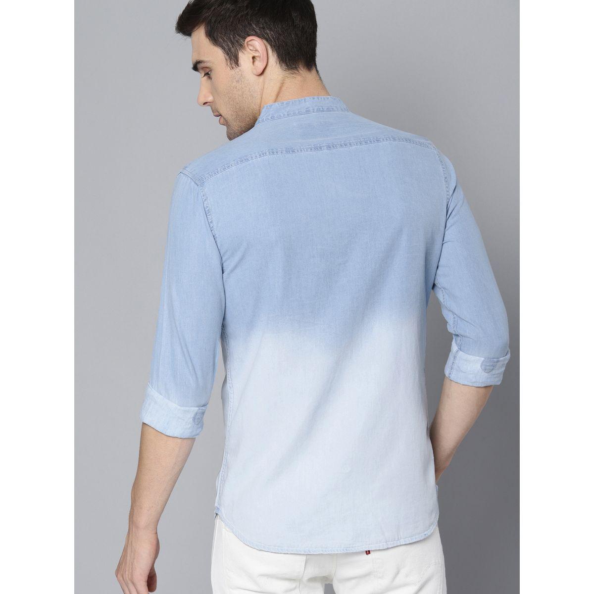 قميص دنيم بياقة ماندارين-men-clothing-shirts-image-3