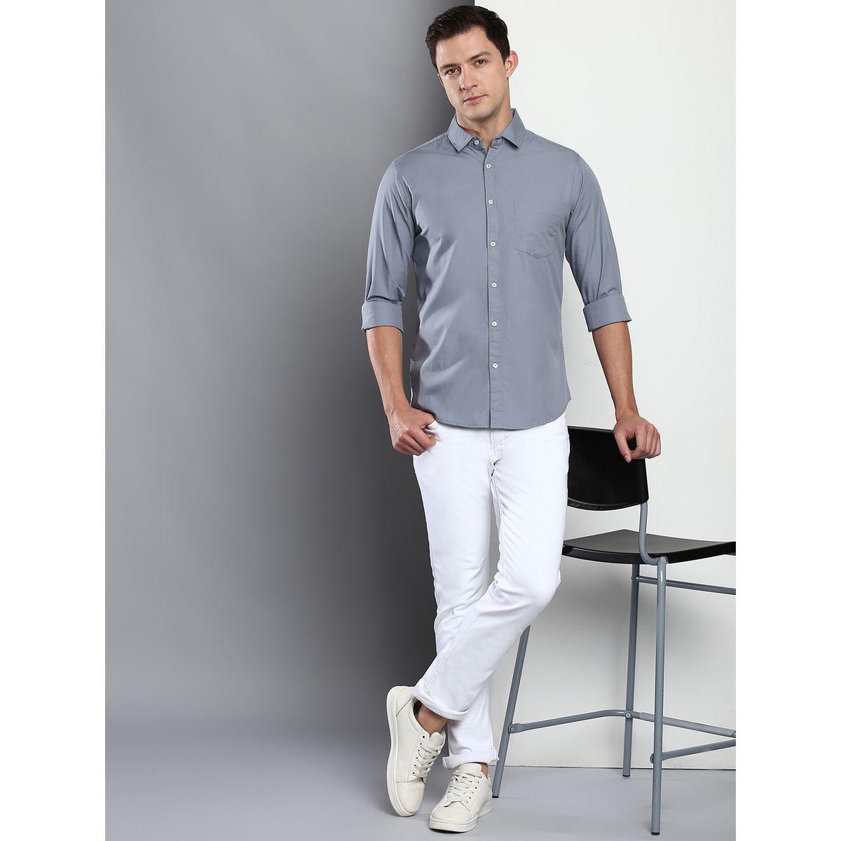 Dennis Lingo Solid Slim Fit Cotton Casual Shirt-men-clothing-shirts-image-1