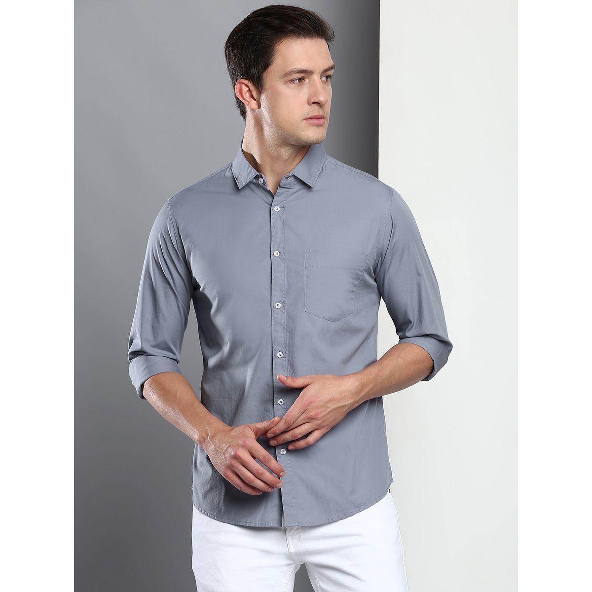 Dennis Lingo Solid Slim Fit Cotton Casual Shirt-men-clothing-shirts-image-2