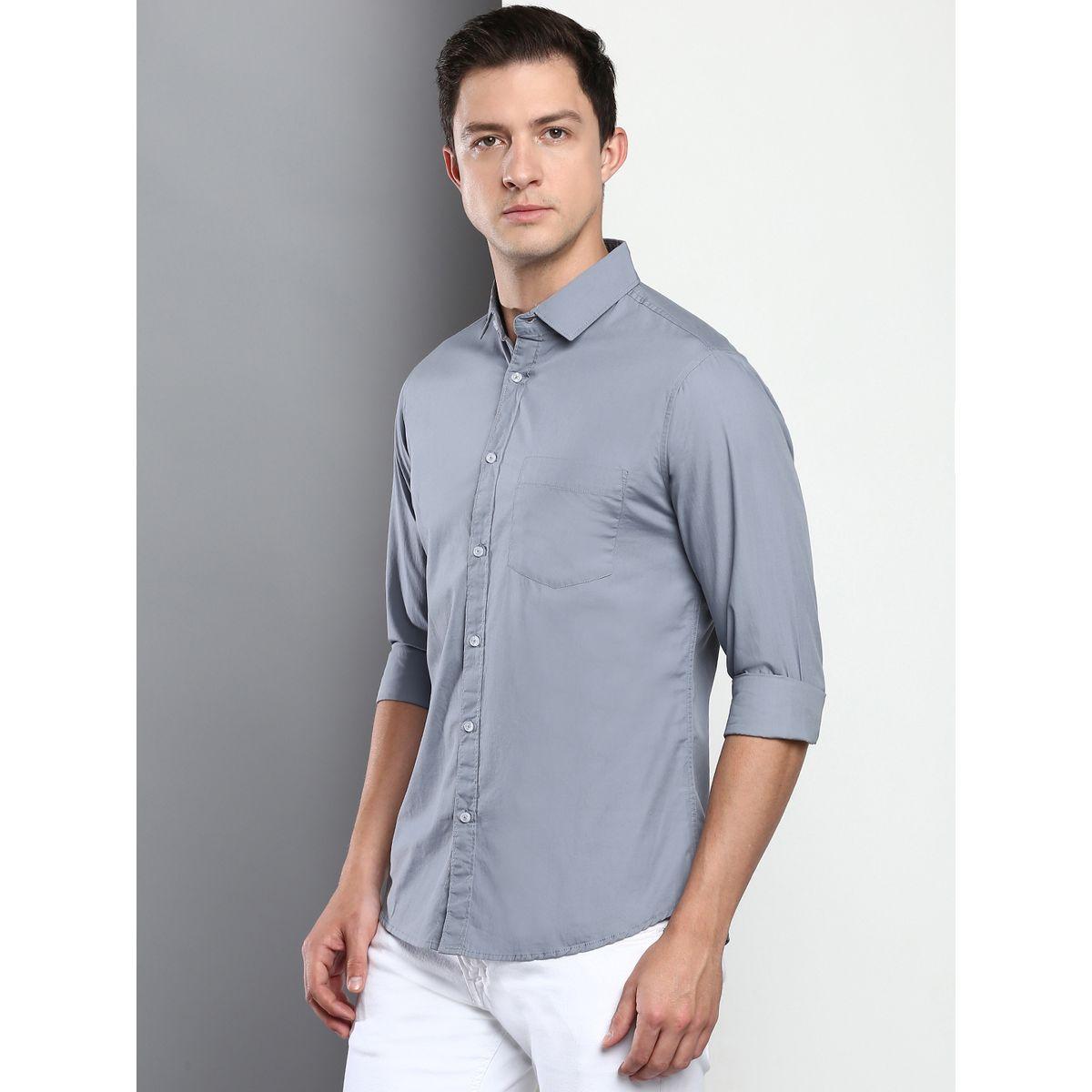 Dennis Lingo Solid Slim Fit Cotton Casual Shirt-men-clothing-shirts-image-3