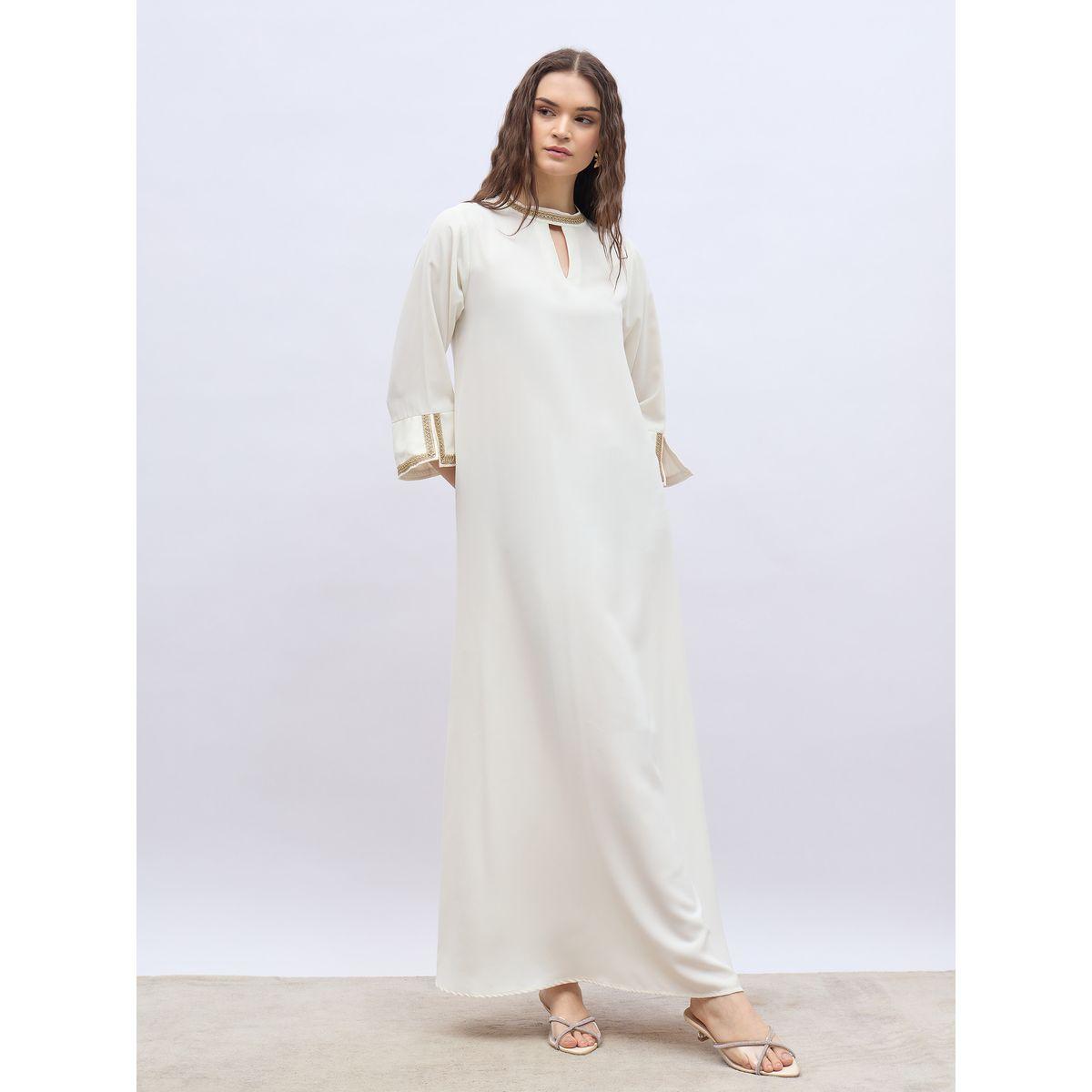 جلابية بتفاصيل دانتيل وأكمام بطول 3/4-women-arabicclothing-jalabiyas-image-2