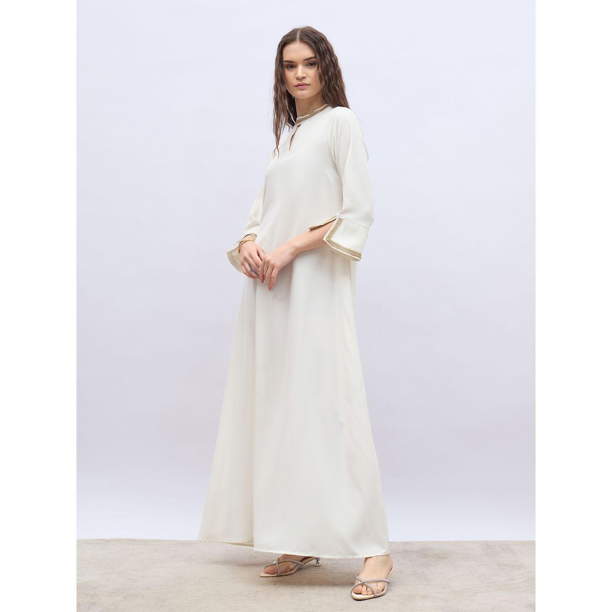 جلابية بتفاصيل دانتيل وأكمام بطول 3/4-women-arabicclothing-jalabiyas-image-3