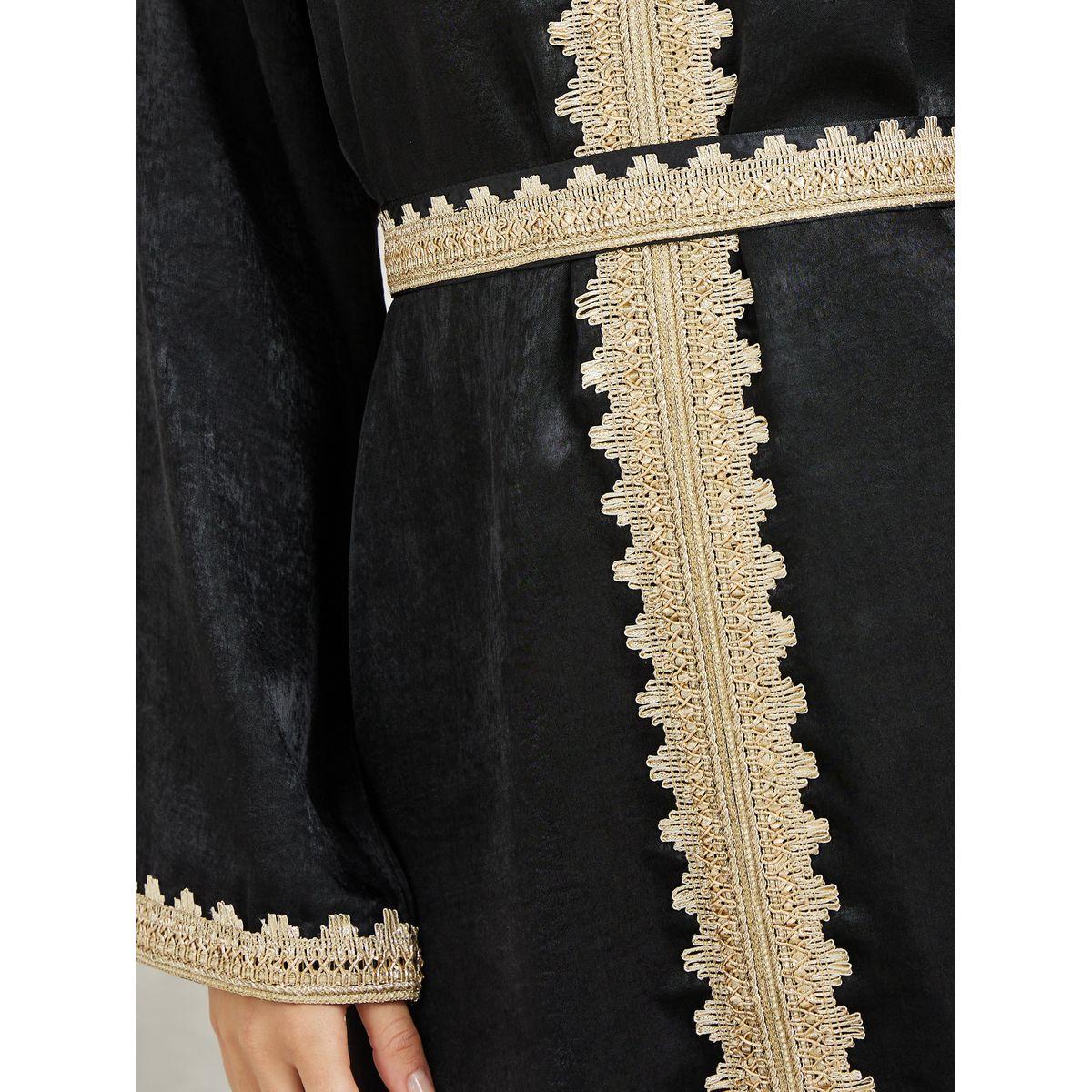 Styli Lace Trim Kaftan with Tie Belt-women-arabicclothing-kaftan-image-3