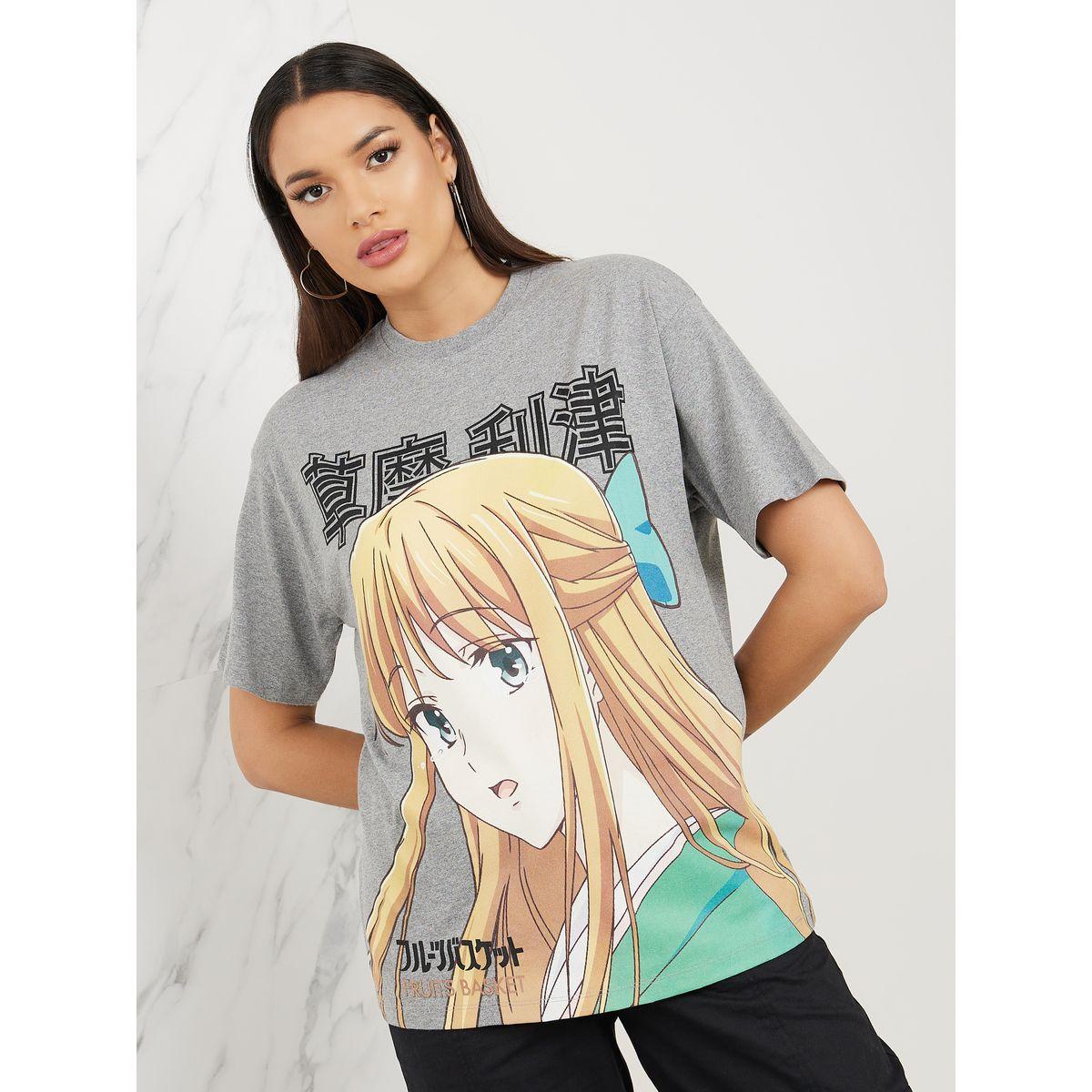 تيشيرت واسع مطبع بطبعة إنمي-women-clothing-tshirts-image-1