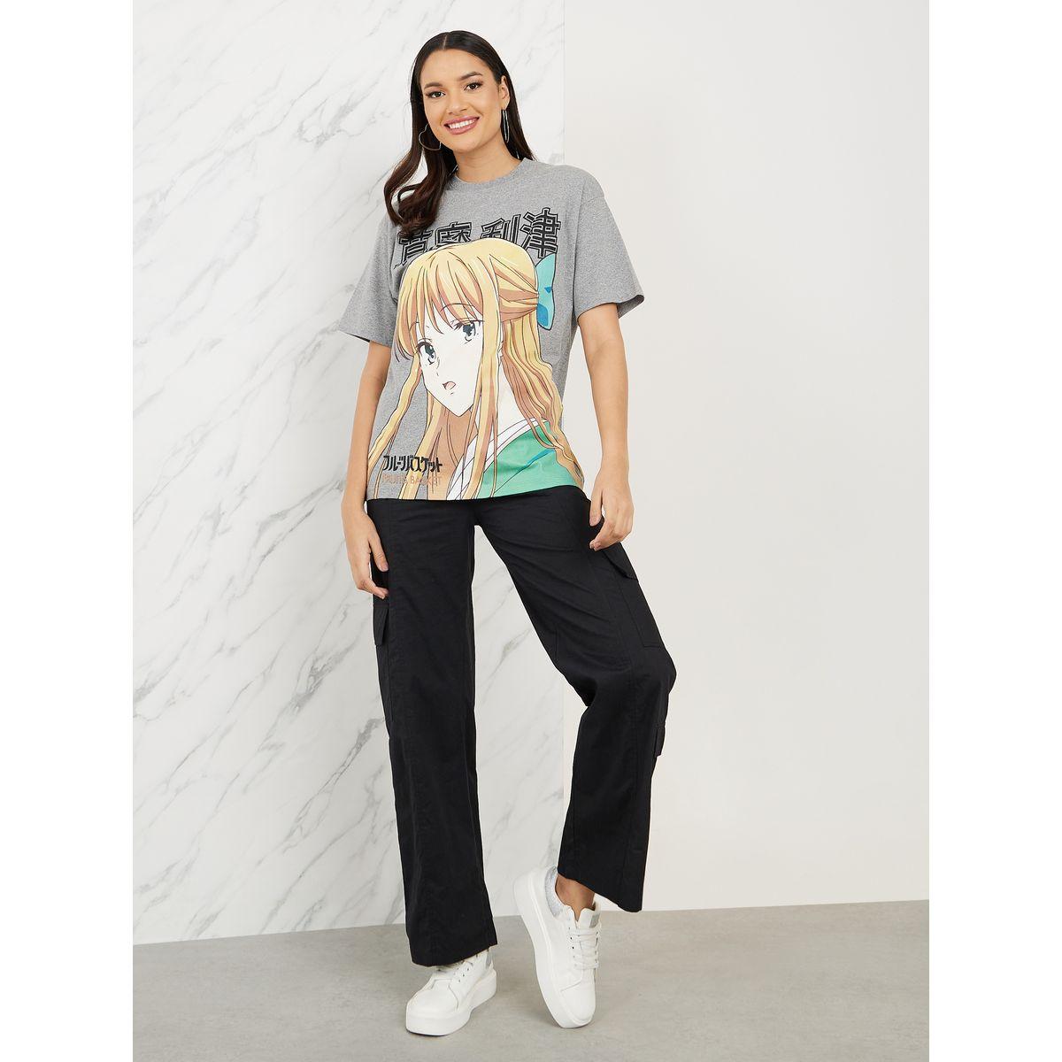 تيشيرت واسع مطبع بطبعة إنمي-women-clothing-tshirts-image-2