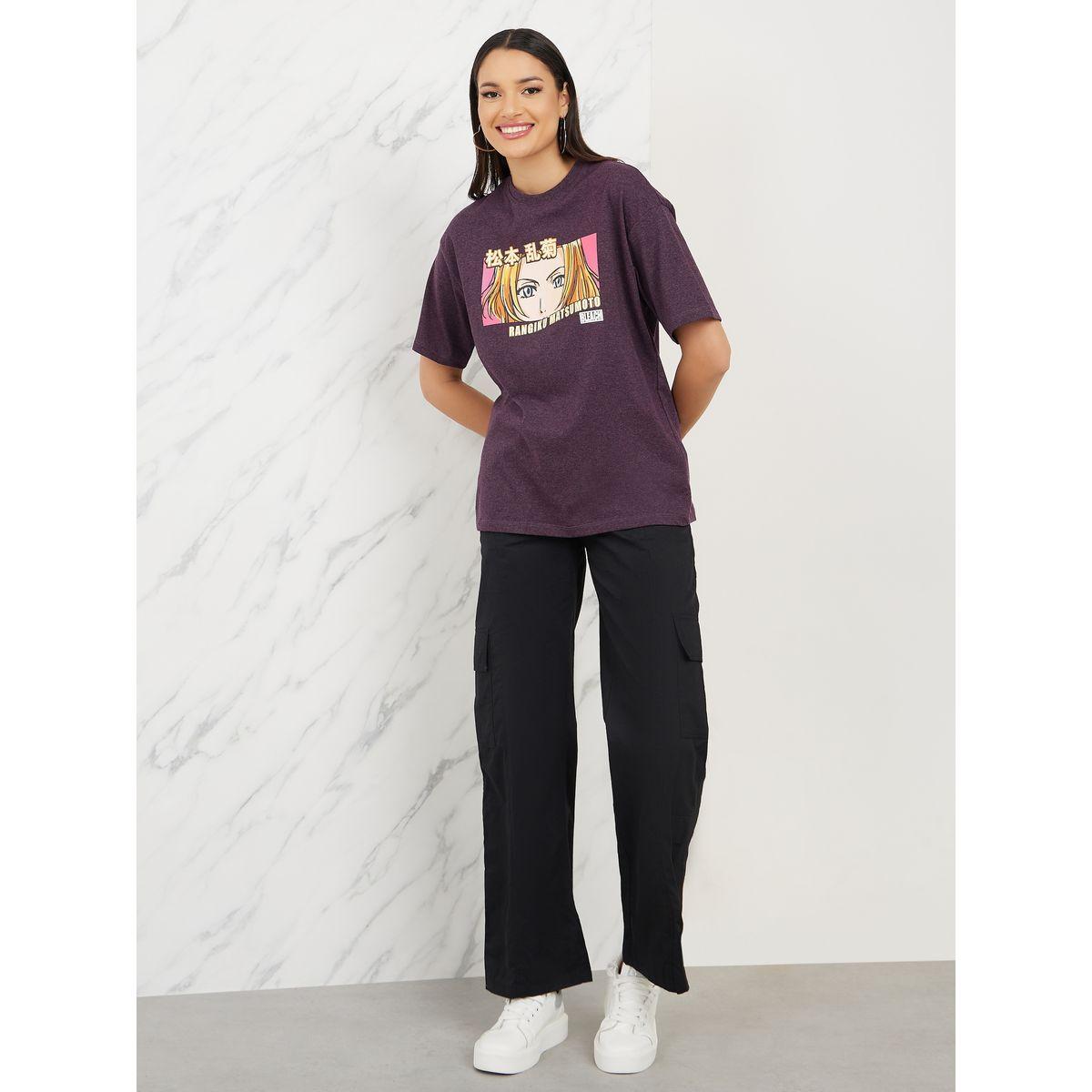 تيشيرت واسع مطبع بطبعة إنمي-women-clothing-tshirts-image-2