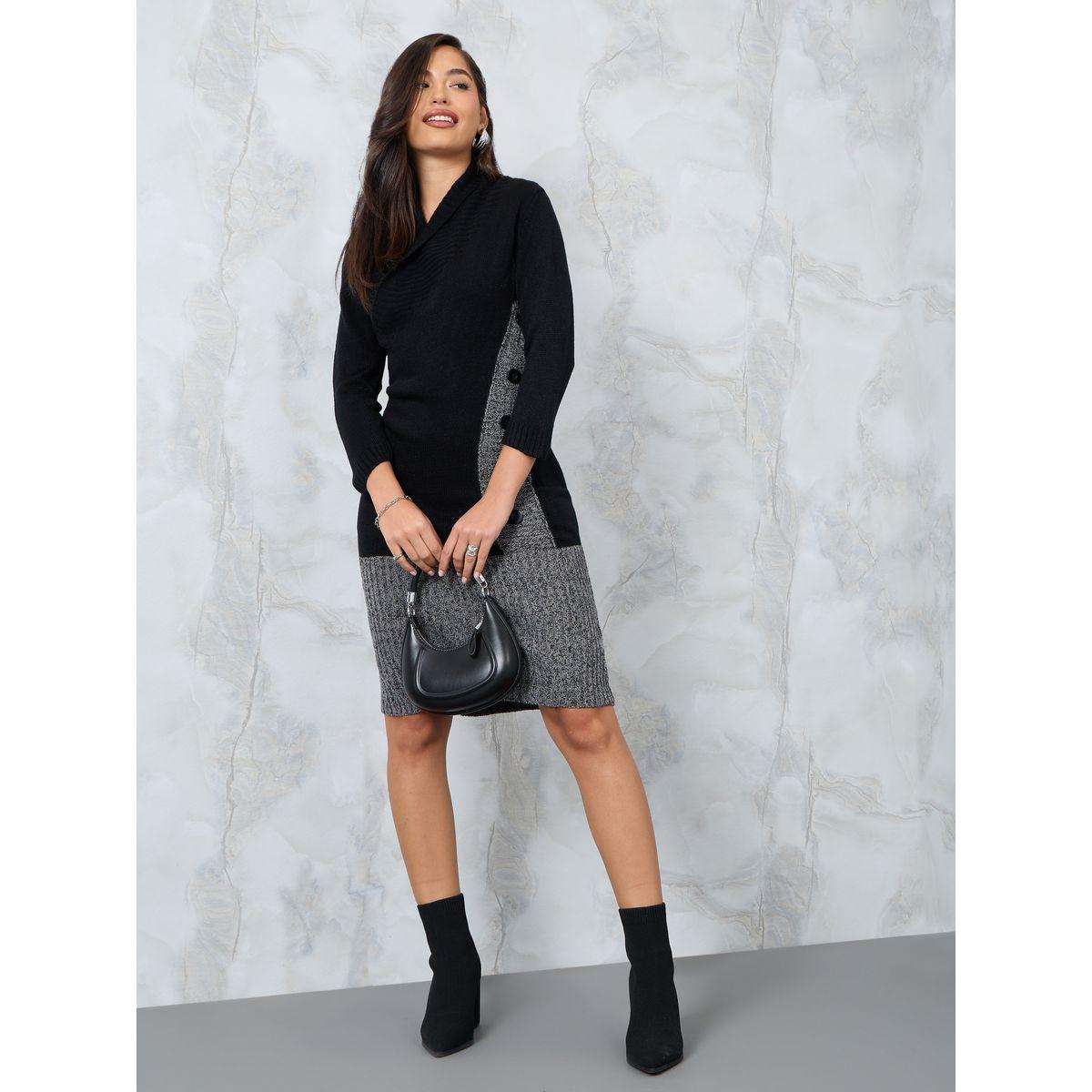 فستان محبوك بتداخل لون مغاير-women-clothing-dresses-image-2